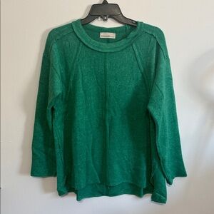 Zenana Brushed Hacci Exposed Seam Sweater Kelly Green S/M Long Sleeve Sweater